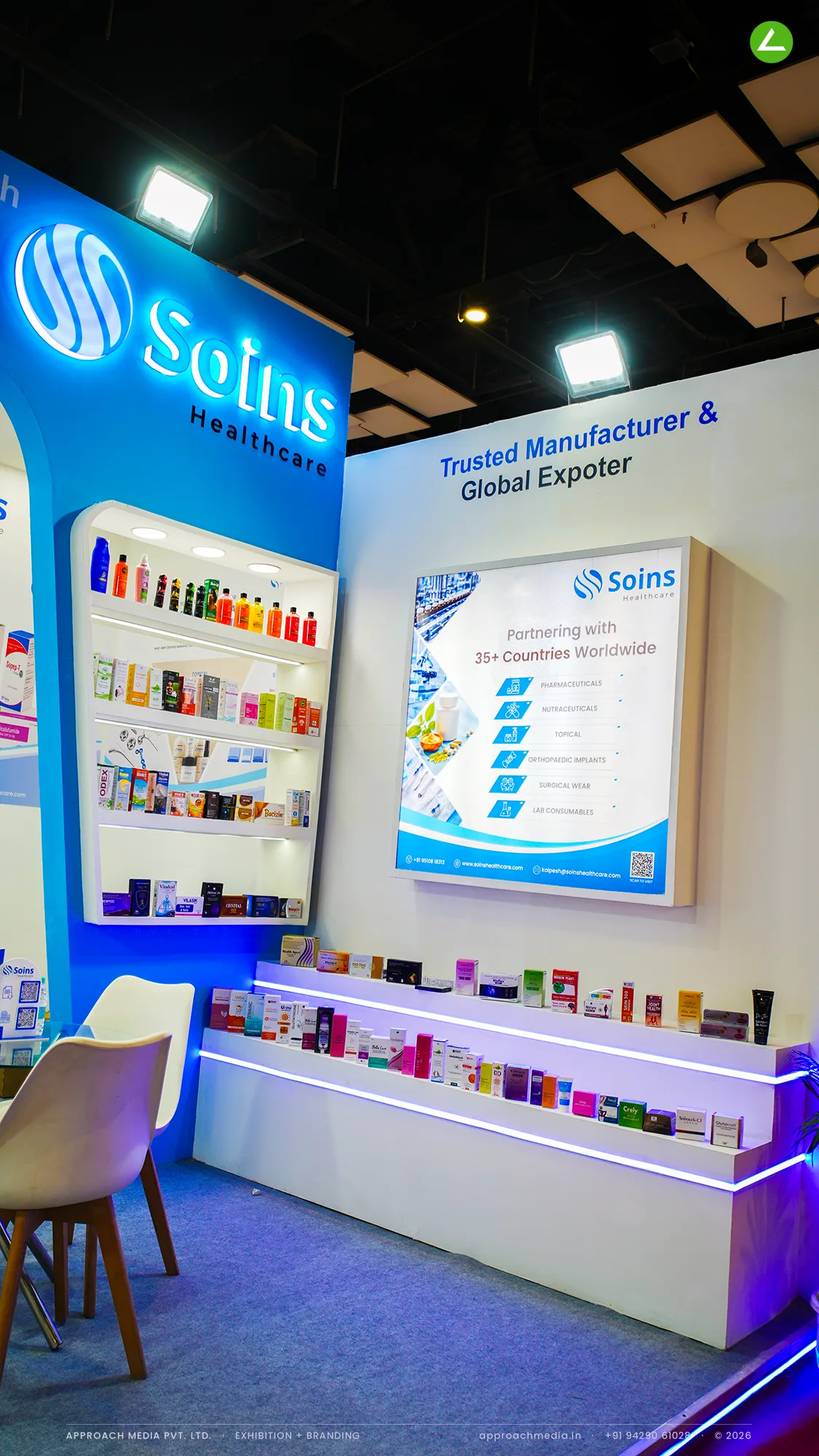 Soins: 24 sqm Exhibition Stall Design at IPHEX New Delhi 2026 — photo 4