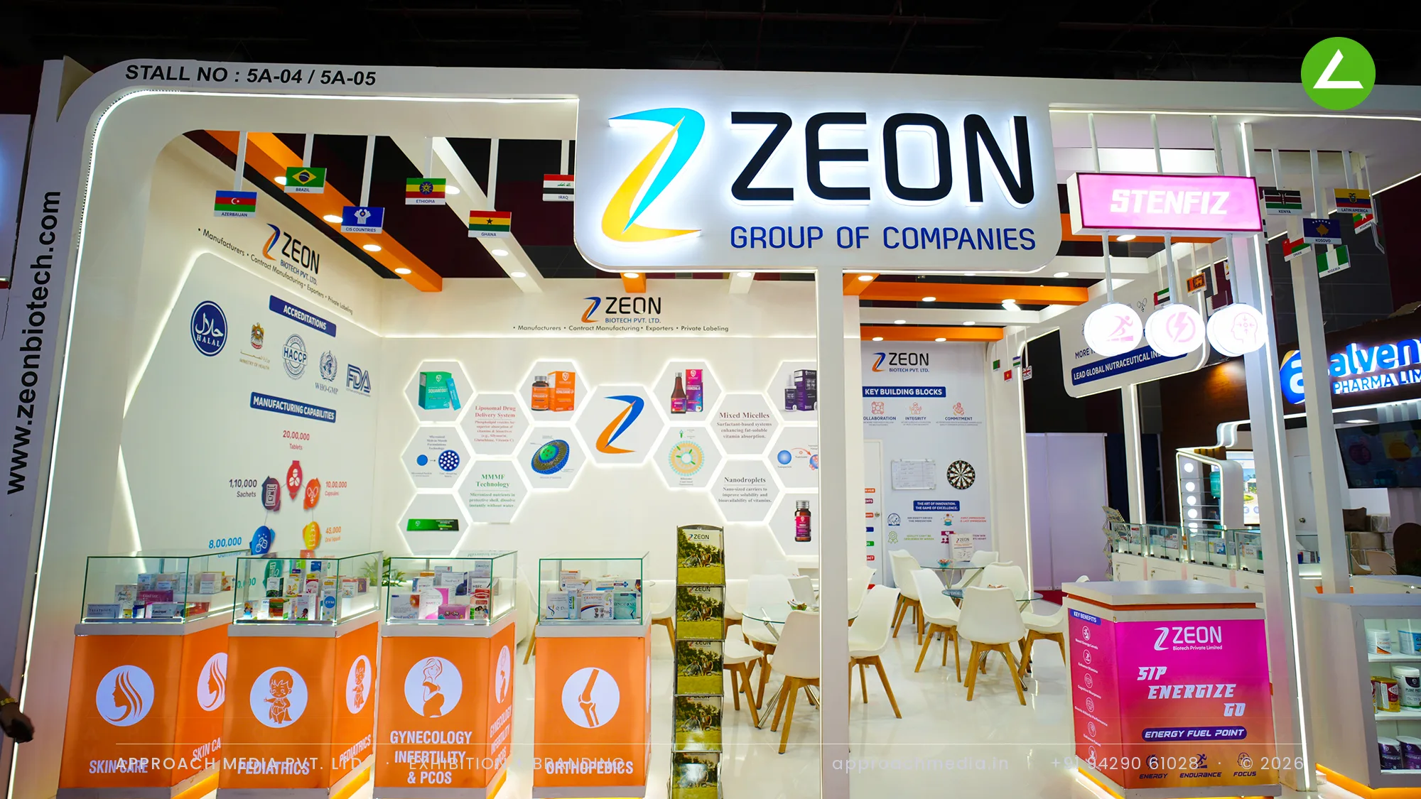 Zeon Group of Companies: 44 sqm Exhibition Stall Design at IPHEX New Delhi 2026 — photo 4
