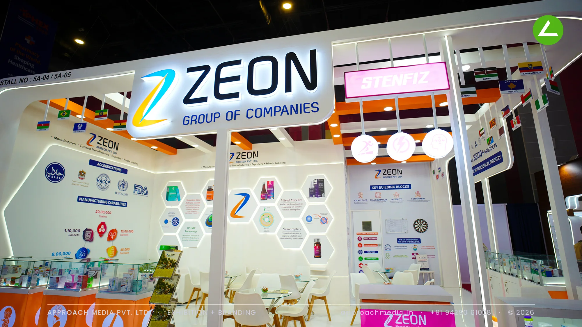 Zeon Group of Companies: 44 sqm Exhibition Stall Design at IPHEX New Delhi 2026 — photo 2