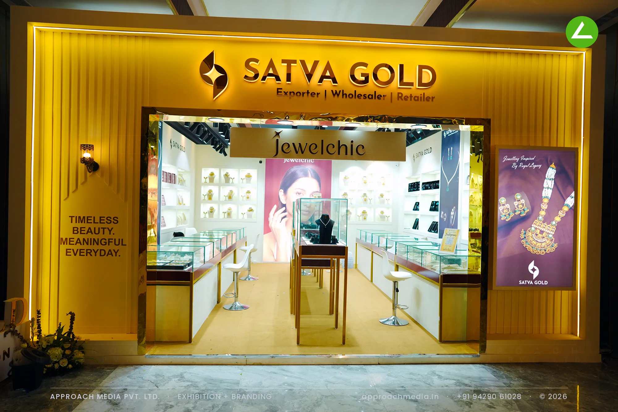 Satvagold: 42 sqm Exhibition Stall Design at Jewellery World Expo Ahmedabad 2026 — photo 4