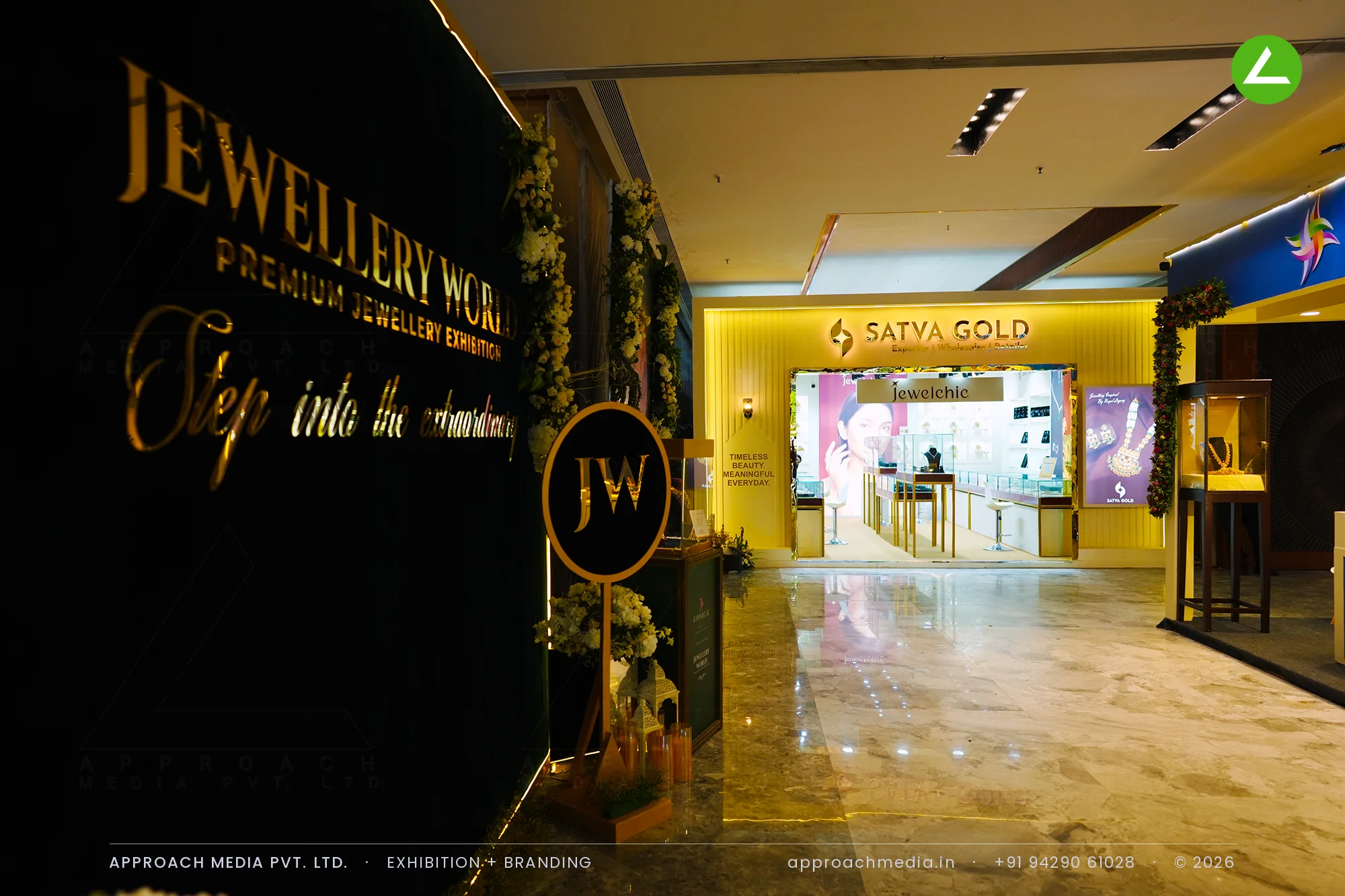 Satvagold: 42 sqm Exhibition Stall Design at Jewellery World Expo Ahmedabad 2026 — photo 3