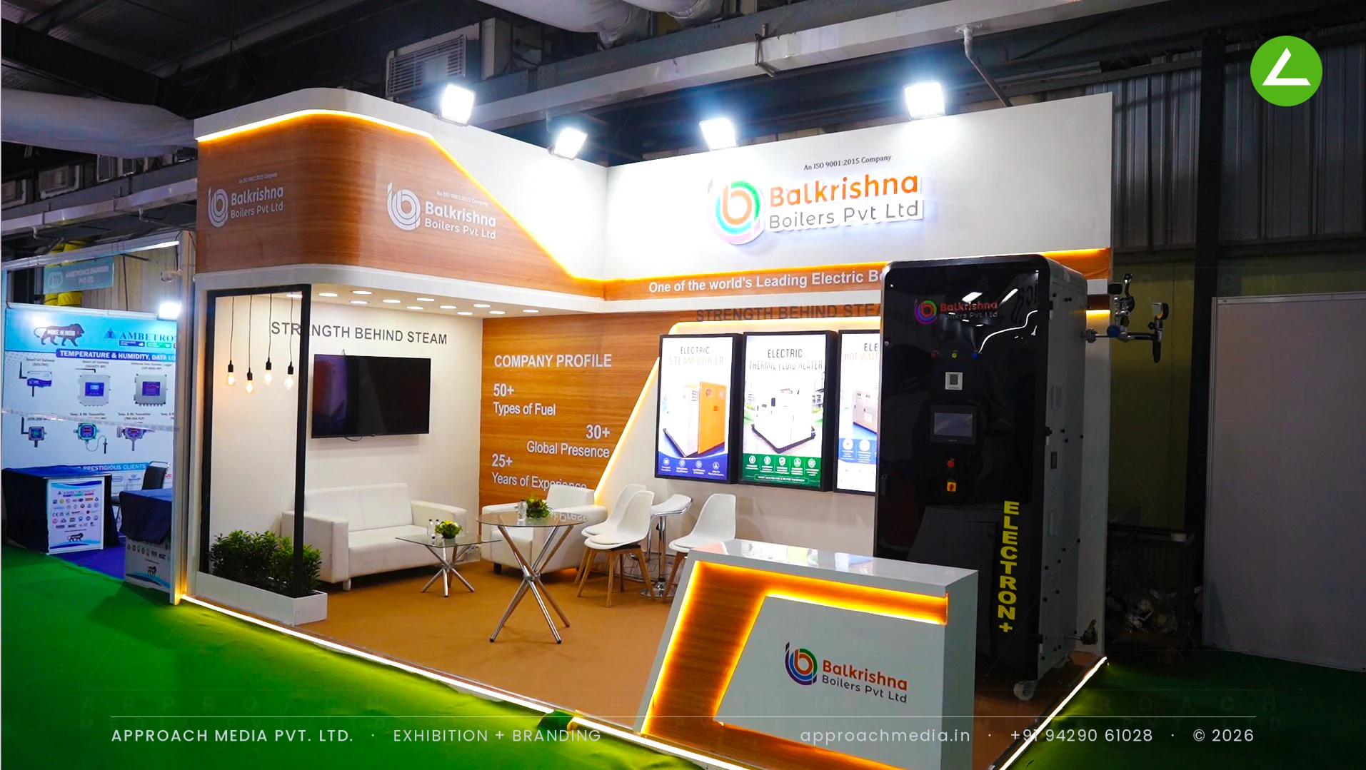 Balkrishna Boilers: 18 sqm Exhibition Stall Design at Pharmatech Expo Gandhinagar 2026 — photo 3