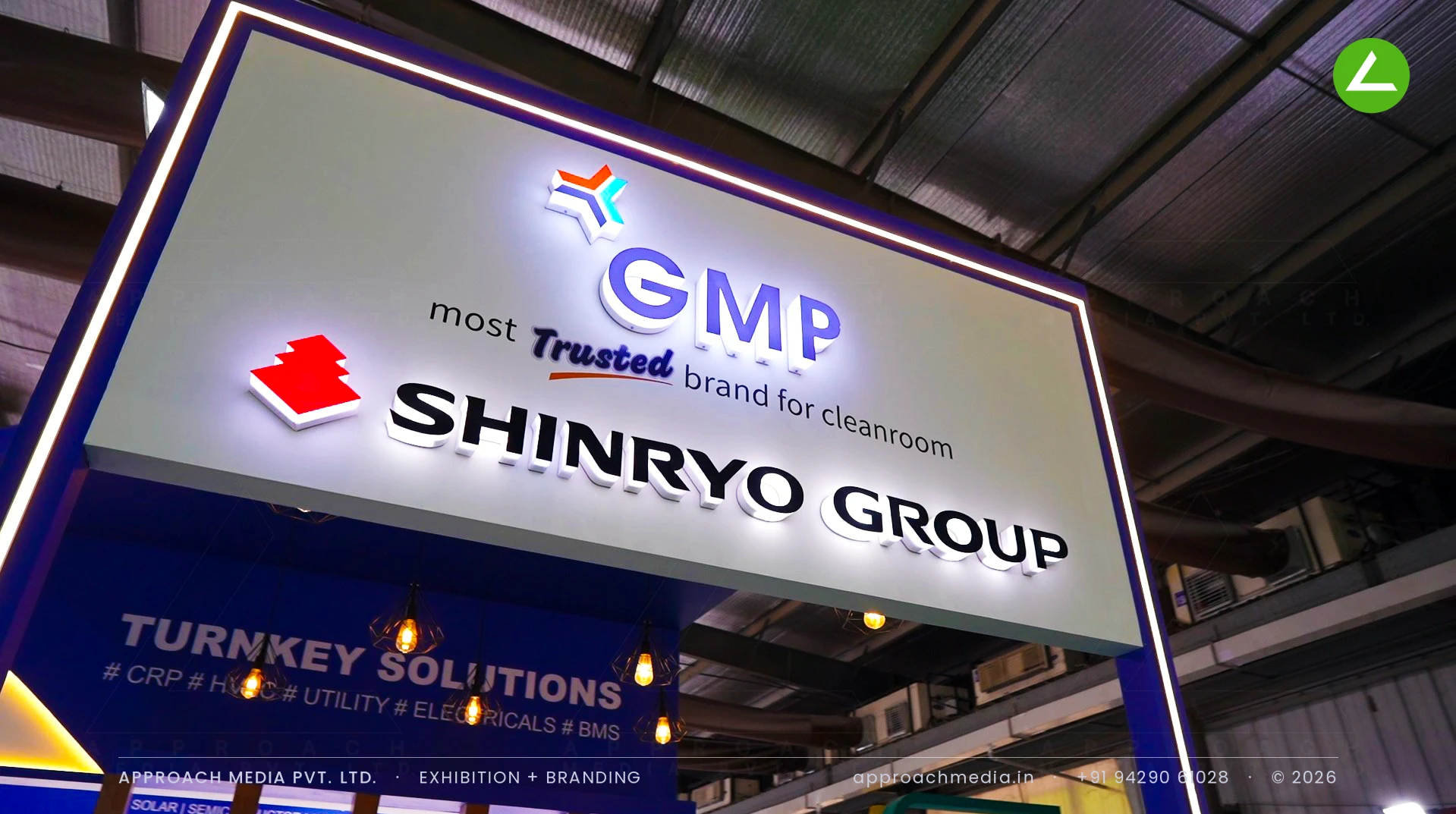 Exhibition Stall Design at Pharmatech Expo Gandhinagar for GMP and Shinryo Group, 60 sqm — photo 4