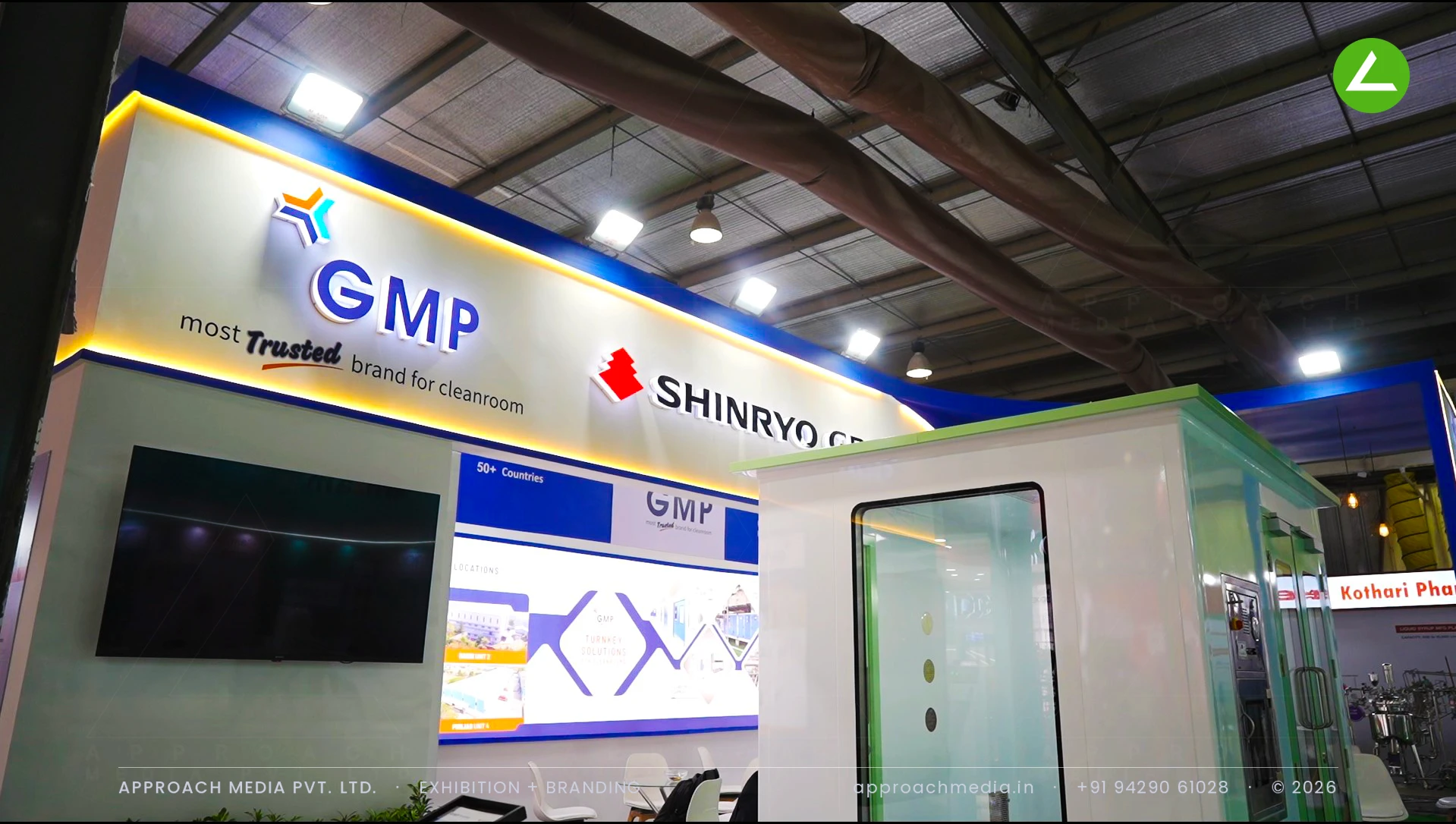 Exhibition Stall Design at Pharmatech Expo Gandhinagar for GMP and Shinryo Group, 60 sqm — photo 3