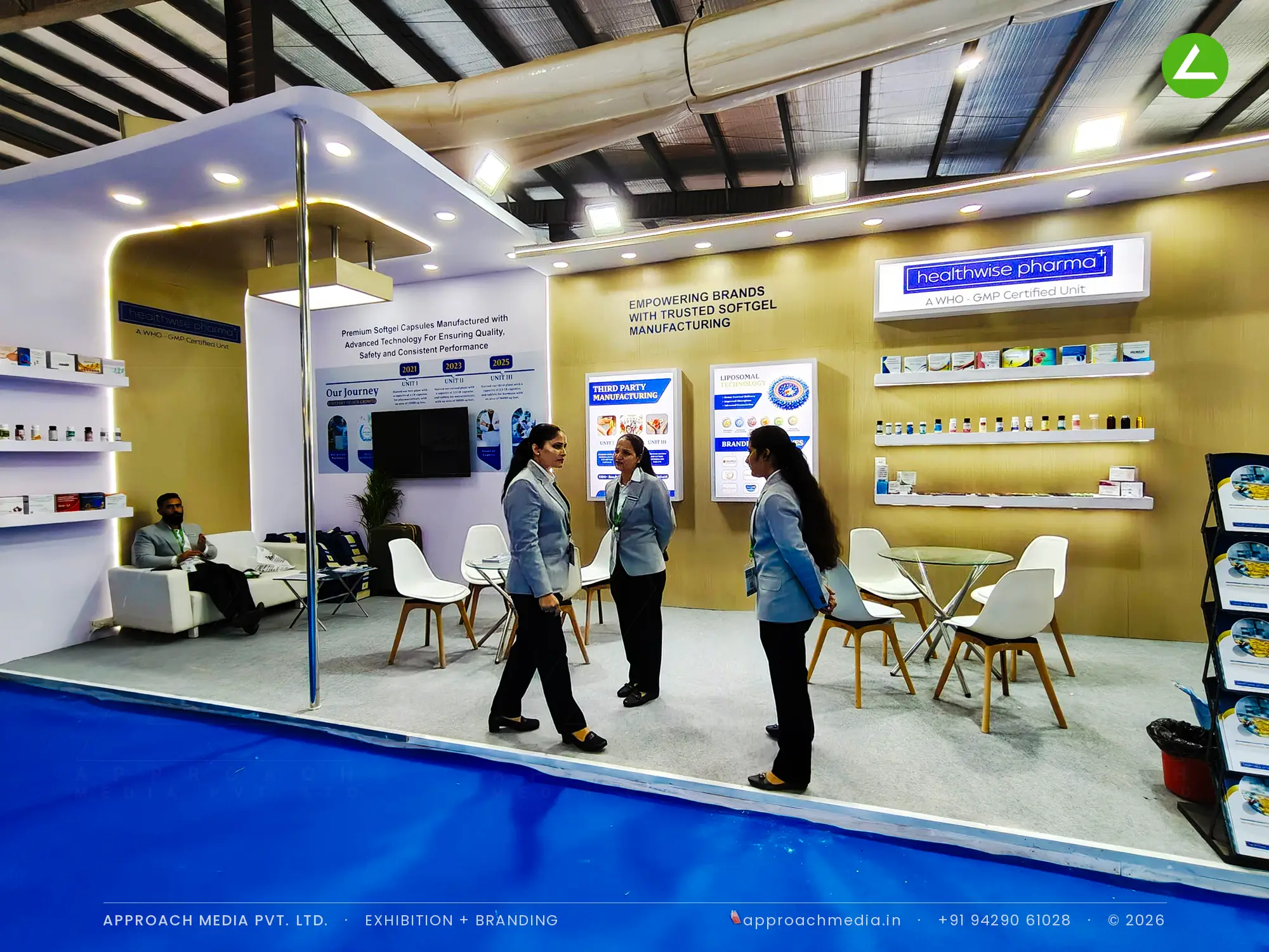 Healthwise Pharma 27 sqm Booth Design at Pharmatech Expo Gandhinagar 2026 — photo 3