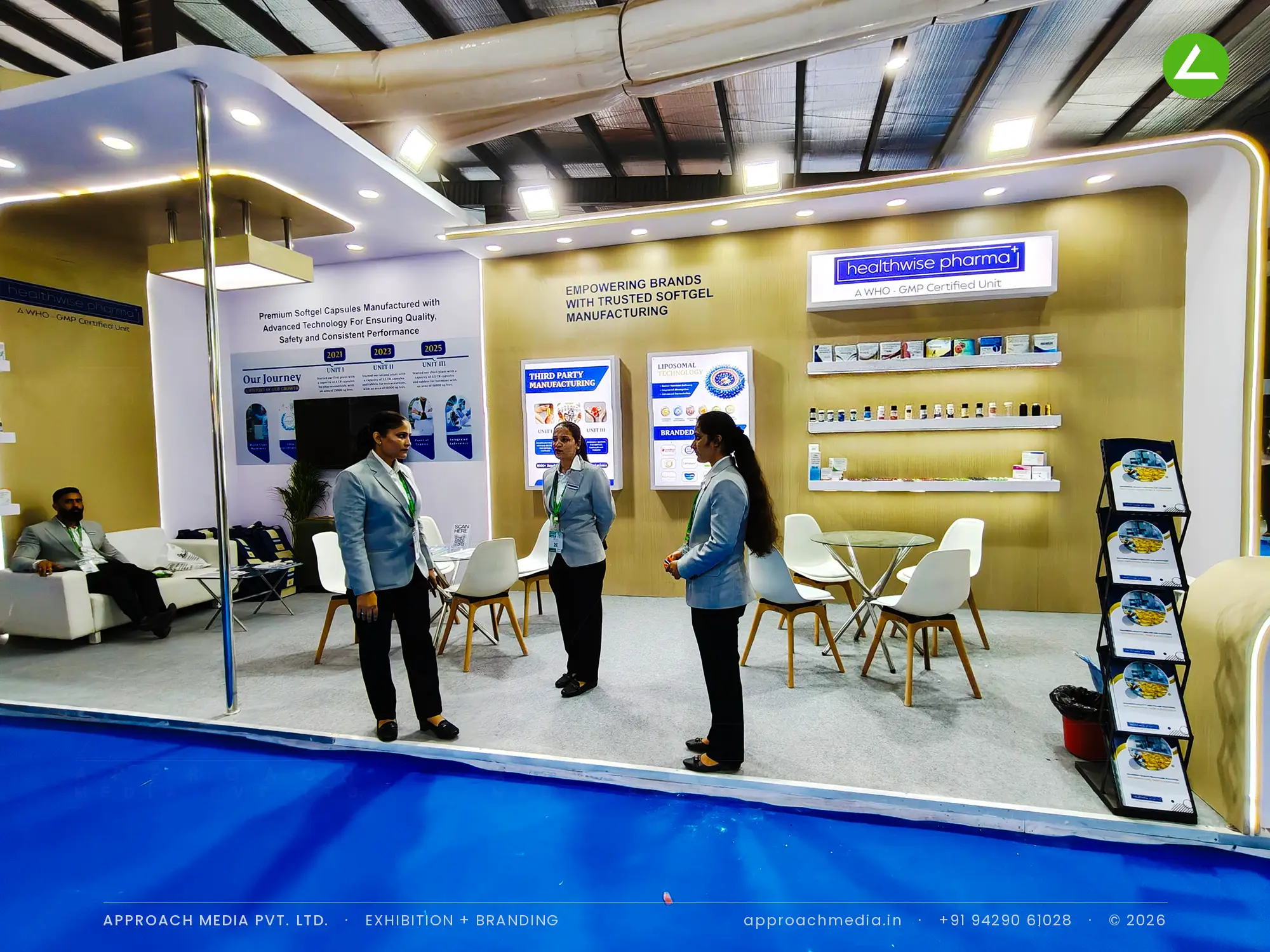 Healthwise Pharma 27 sqm Booth Design at Pharmatech Expo Gandhinagar 2026 — photo 2