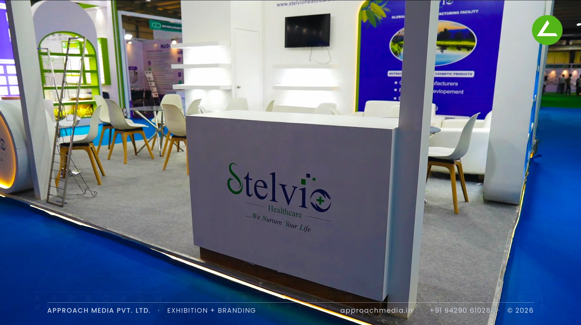 Exhibition Stall Design for Selvio at Pharmatech Expo Gandhinagar 2026 — 36 sqm, Three Sides Open — photo 4