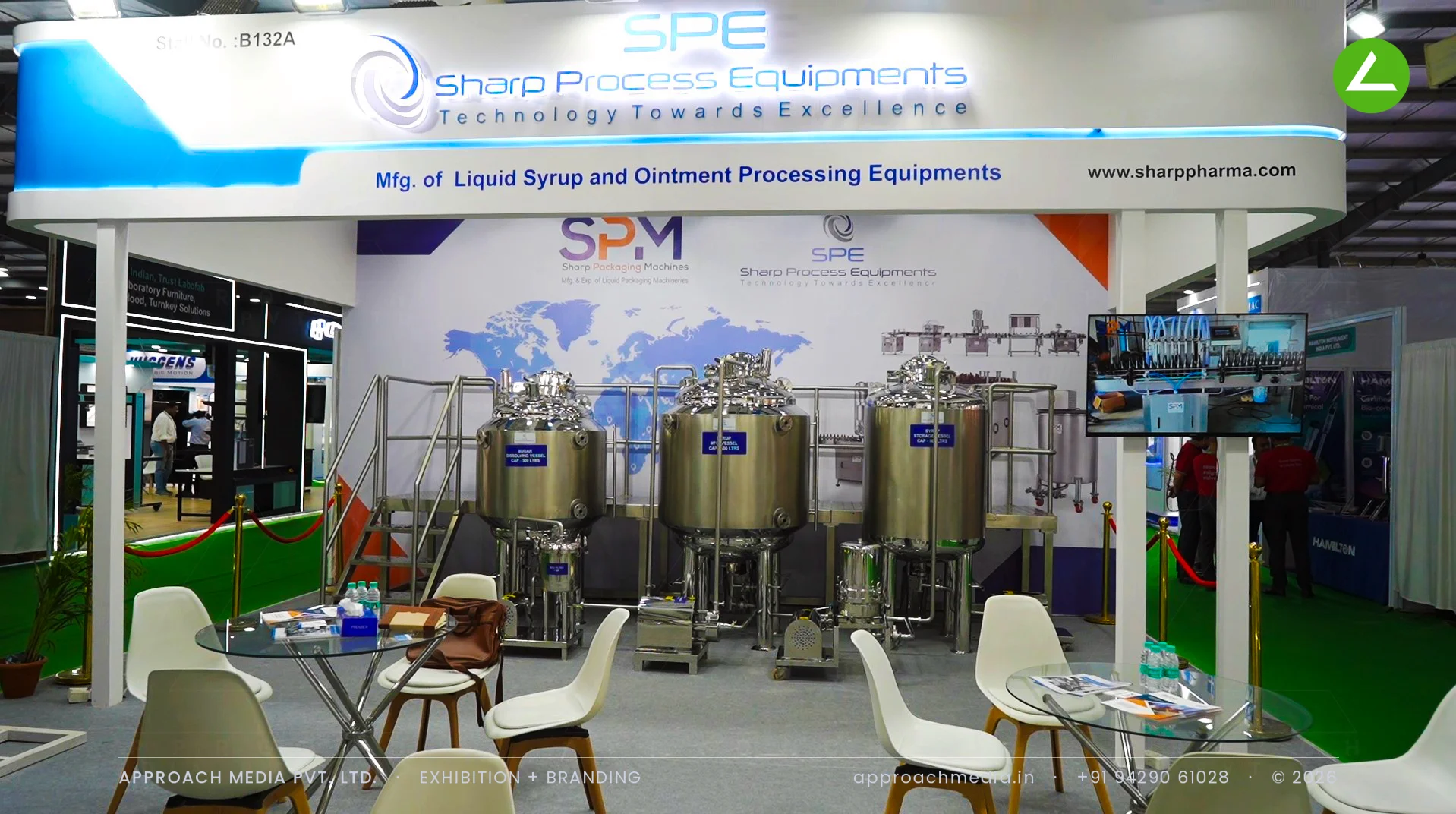 Sharp Process Equipments: 70 sqm Machinery Stall Design, Pharmatech Expo Gandhinagar 2026 — photo 4