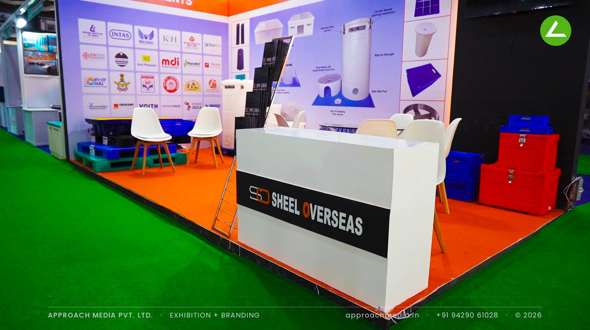 Sheel Oversies Exhibition Stall Design at Pharmatech Expo Gandhinagar — 18 sqm Corner Stall — photo 3