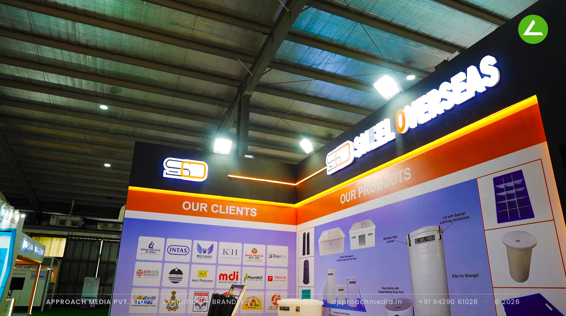 Sheel Oversies Exhibition Stall Design at Pharmatech Expo Gandhinagar — 18 sqm Corner Stall — photo 2