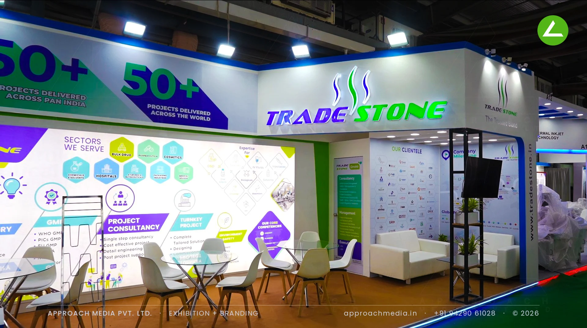 Trade Stone 27 sqm Exhibition Stall Design, Pharmatech Expo Gandhinagar 2026 — photo 2