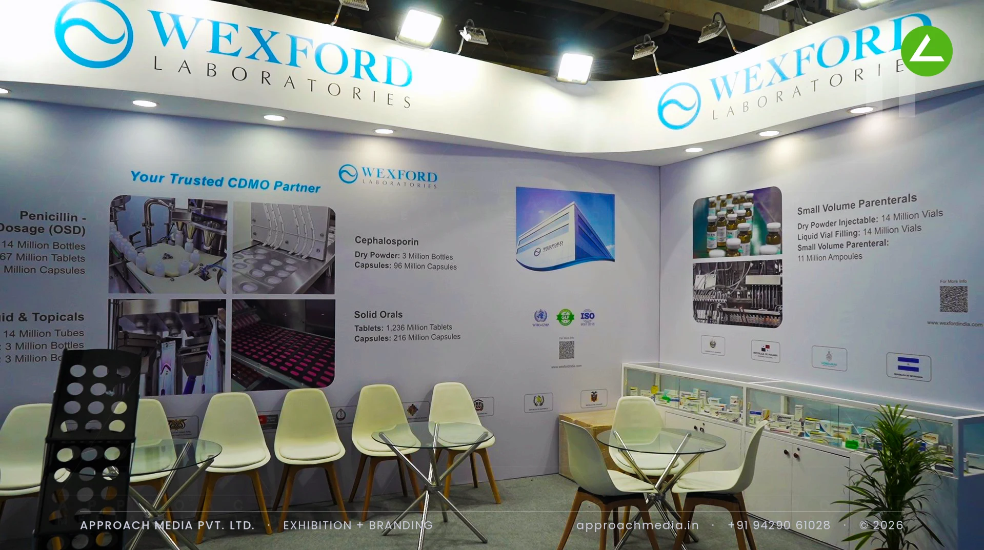 Wexford Laboratories — Exhibition Stall Design at Pharmatech Expo Gandhinagar, 18 sqm CDMO Stand — photo 2