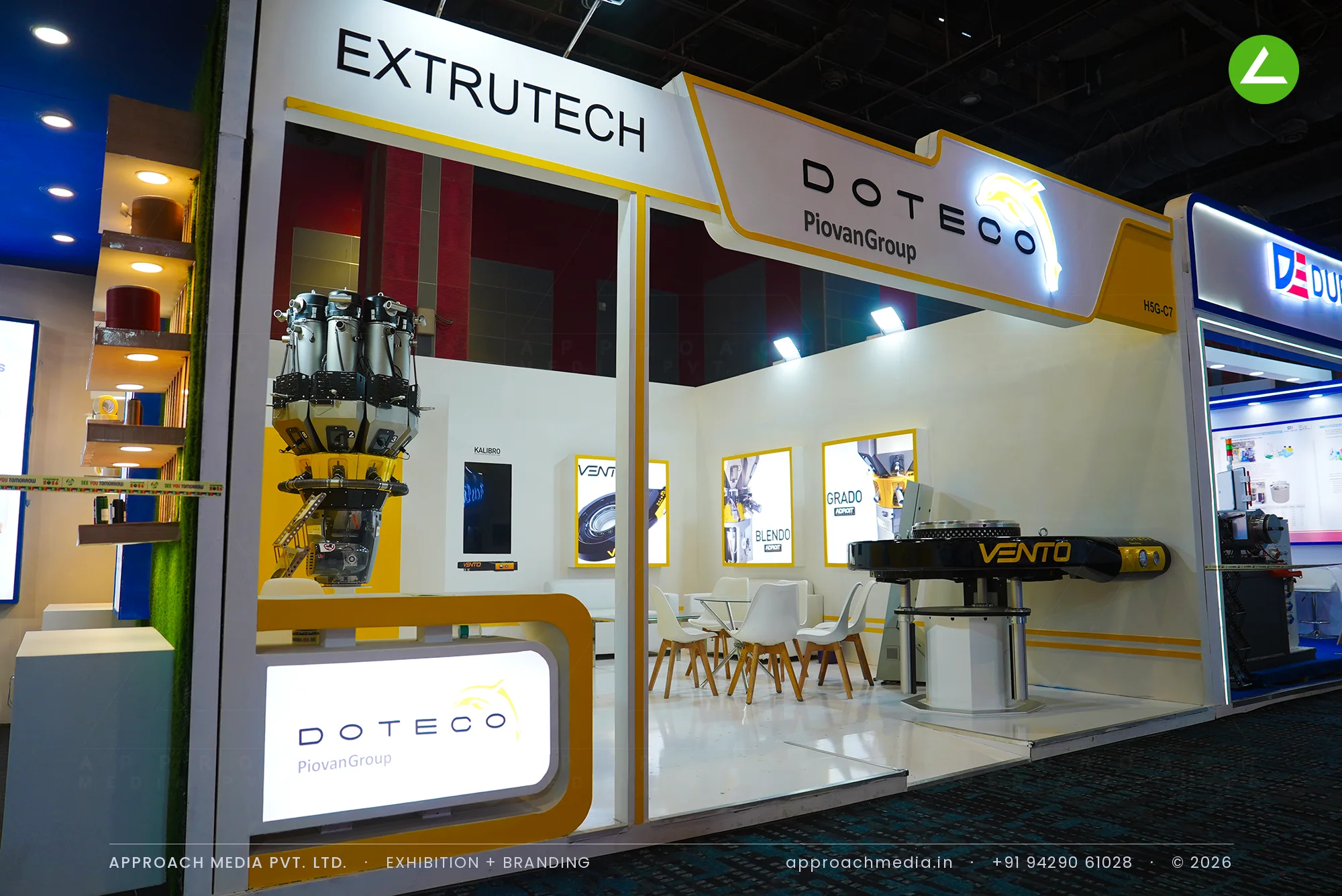 Doteco Piovan Group's exhibition stall design at PlastIndia New Delhi, 36 sqm — photo 3