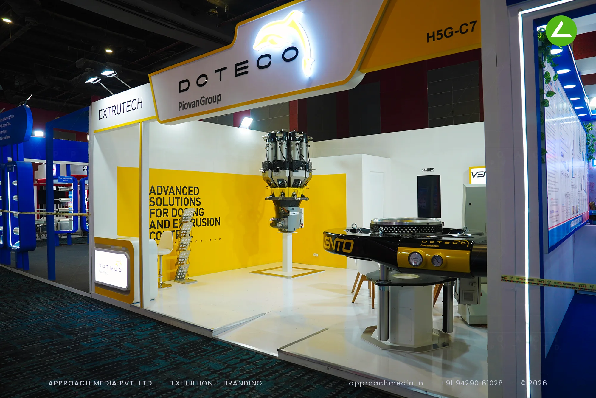 Doteco Piovan Group's exhibition stall design at PlastIndia New Delhi, 36 sqm — photo 2