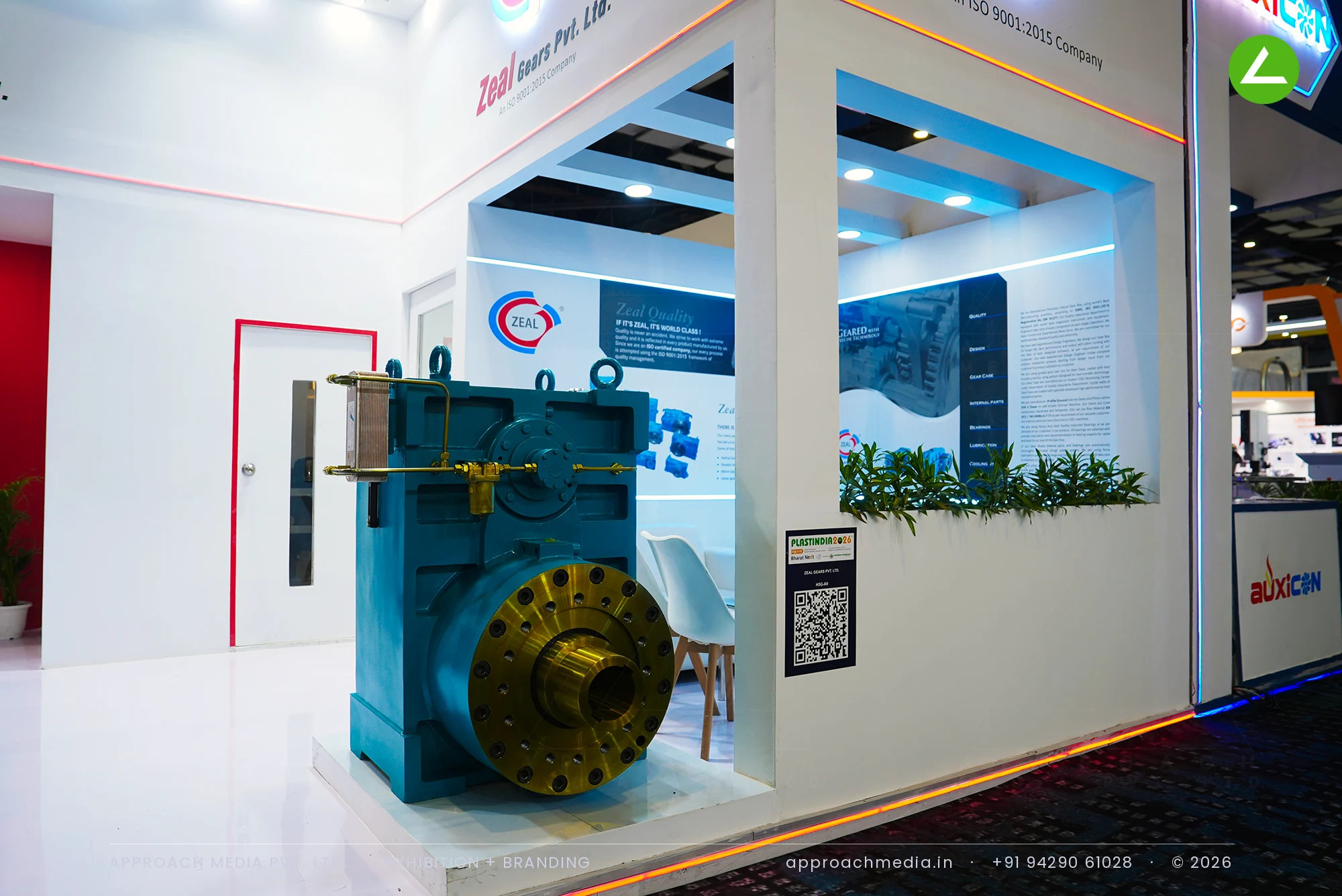Zeal Gears Pvt Ltd gearbox display: exhibition stall design at PlastIndia New Delhi — photo 4