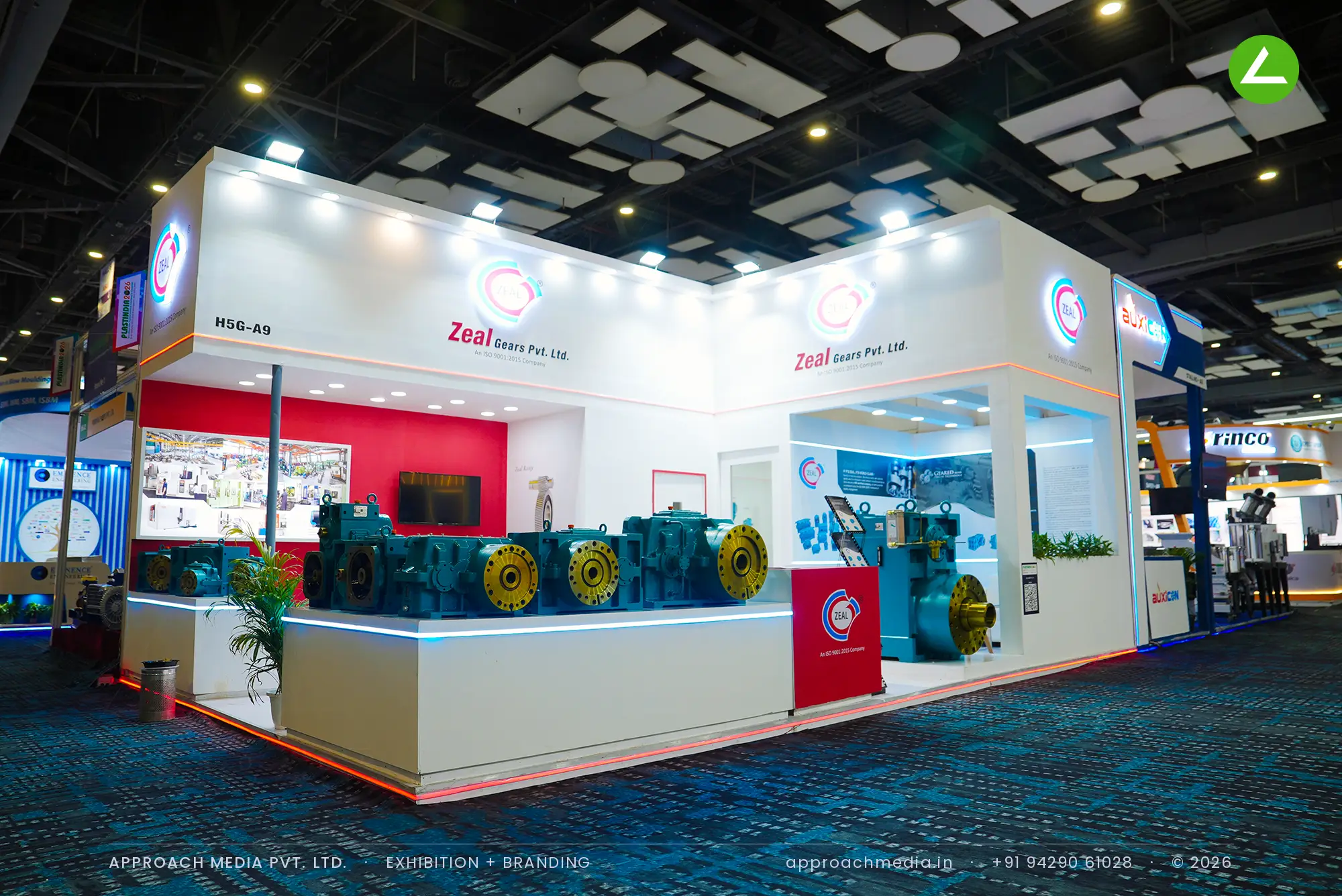 Zeal Gears Pvt Ltd gearbox display: exhibition stall design at PlastIndia New Delhi — photo 3