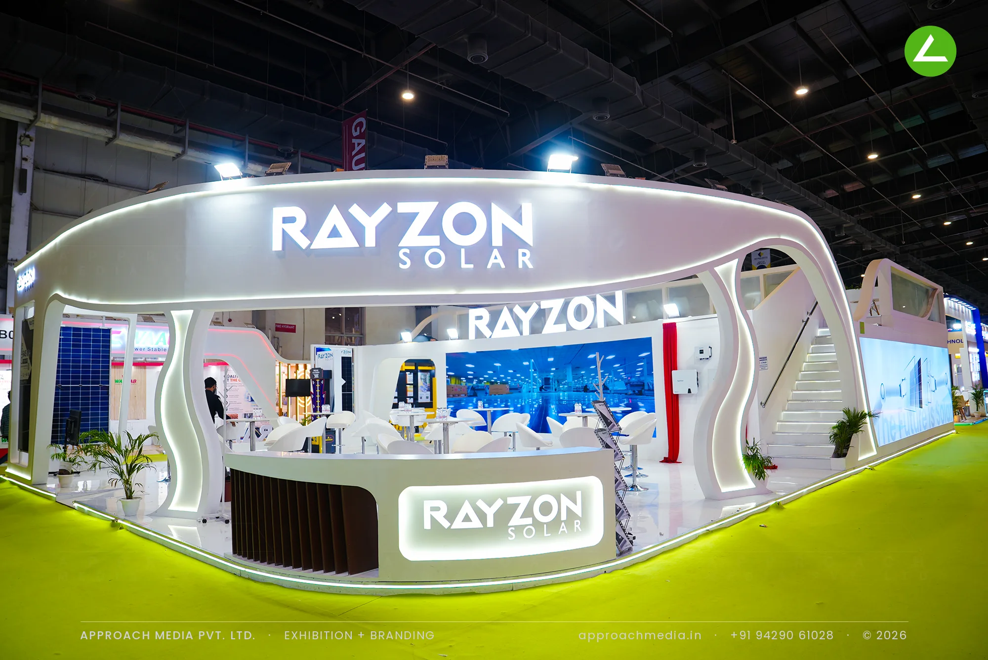 Rayzon Solar Exhibition Stall Design at REI Greater Noida 2026 — photo 2