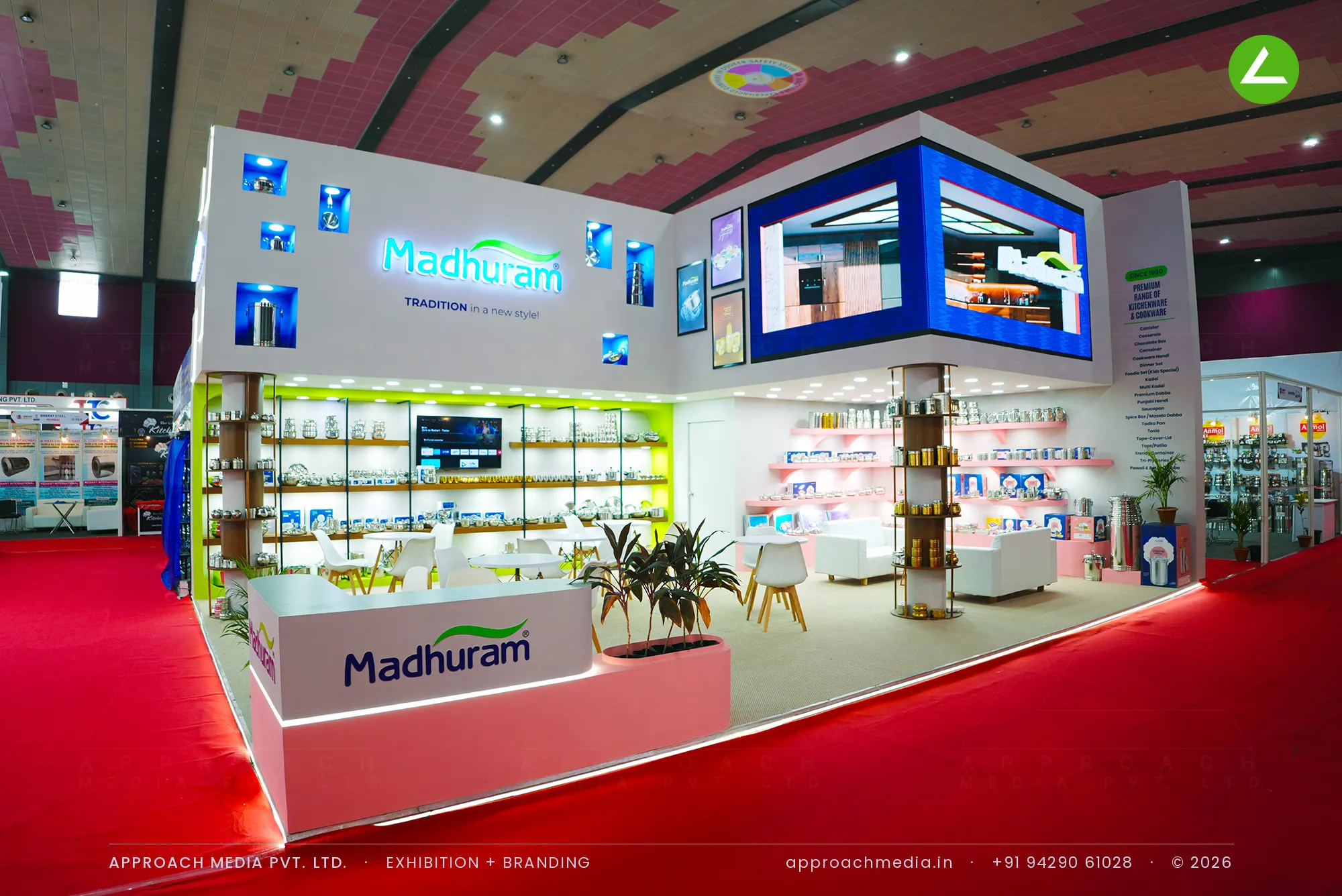 Madhuram: 70 sqm Exhibition Stall Design at Vibrant India Expo Ahmedabad 2026 — photo 4