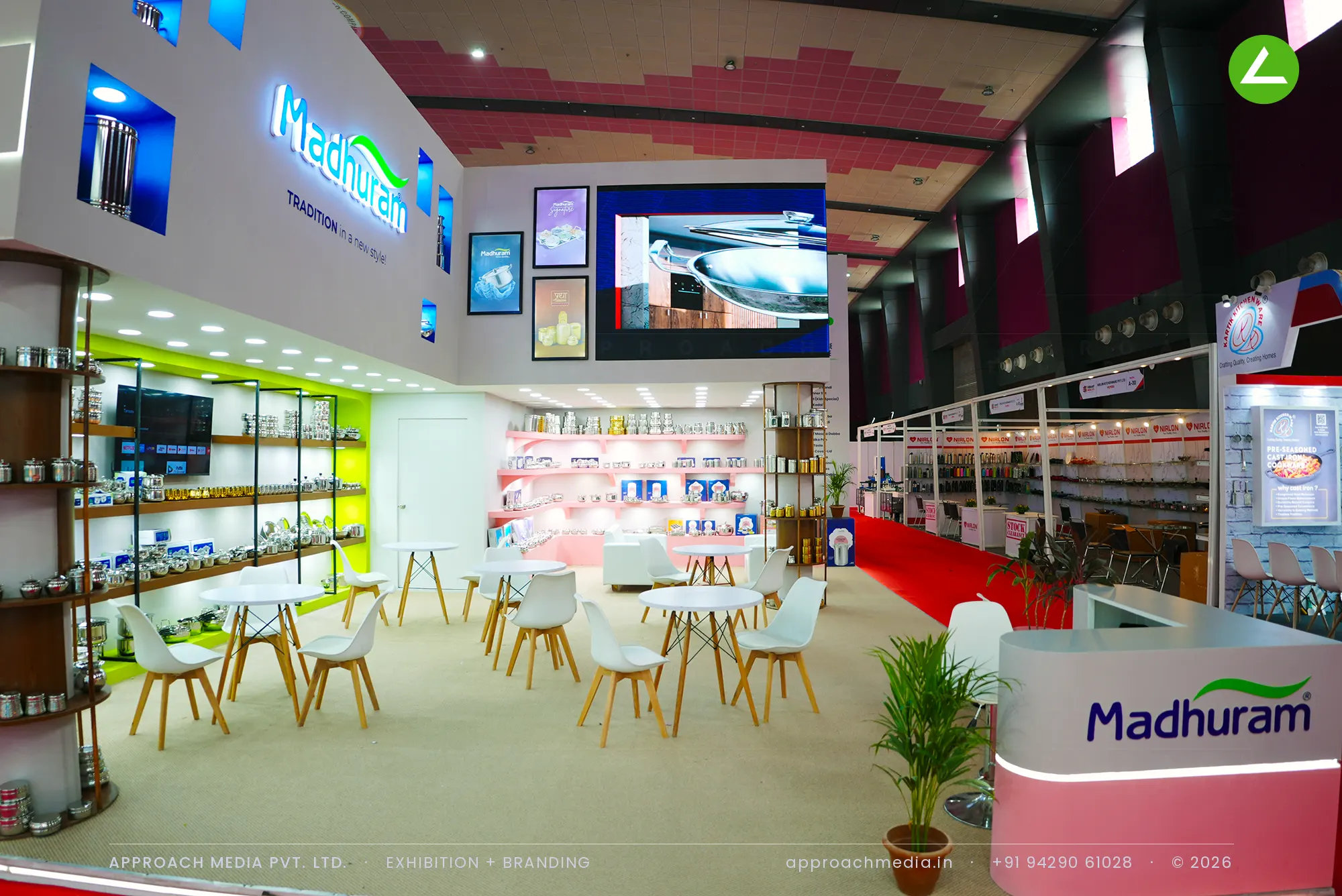 Madhuram: 70 sqm Exhibition Stall Design at Vibrant India Expo Ahmedabad 2026 — photo 3