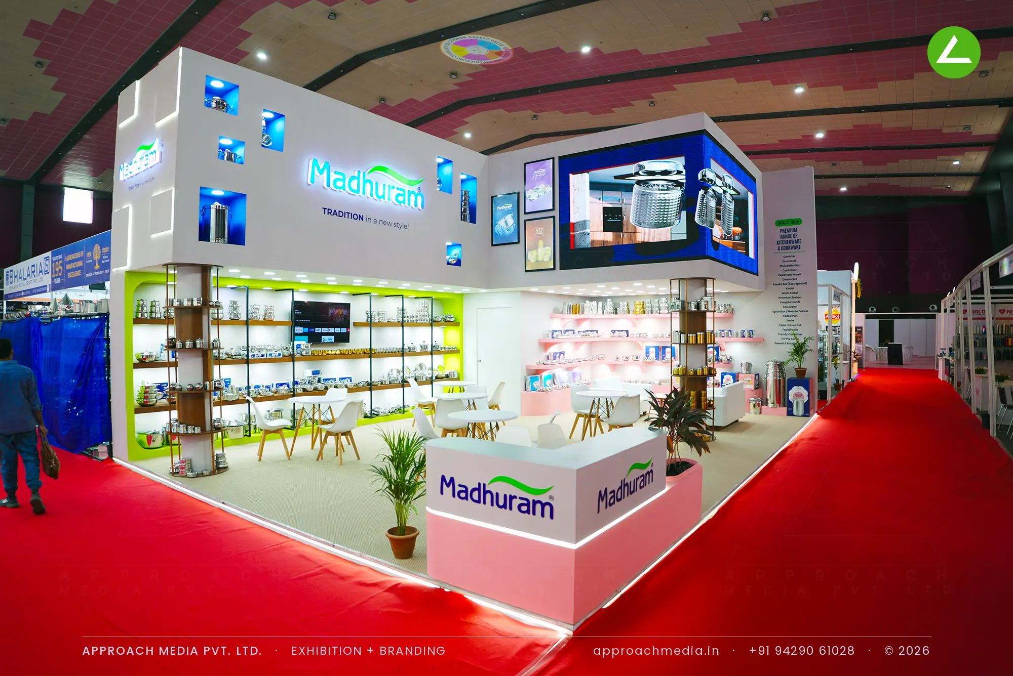 Madhuram: 70 sqm Exhibition Stall Design at Vibrant India Expo Ahmedabad 2026 — photo 2