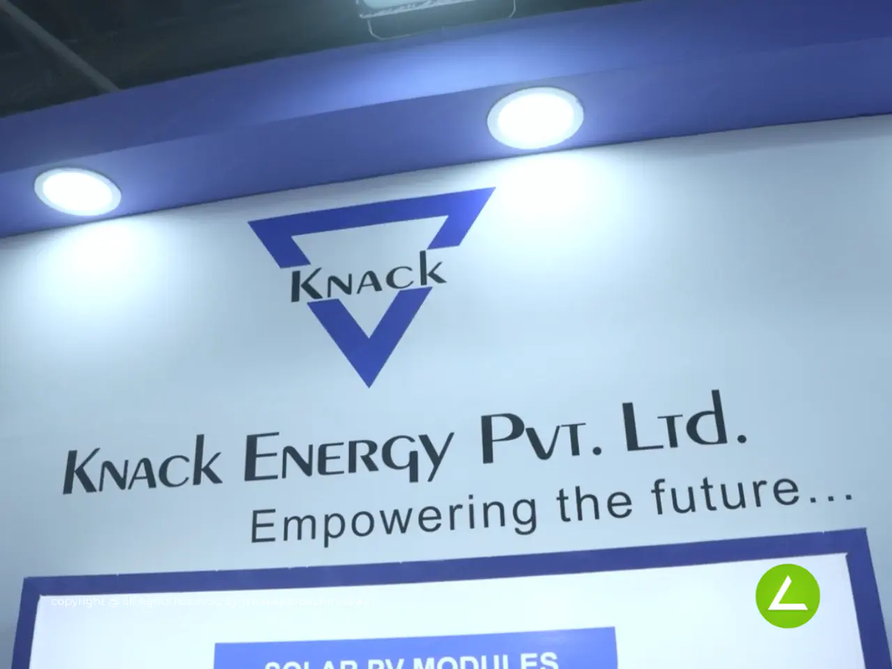 Energy Solutions Exhibition Stall Design at Plexpo Gandhinagar — 18 sqm 2 side open trade show booth for Knack Energy at Plexpo 2024